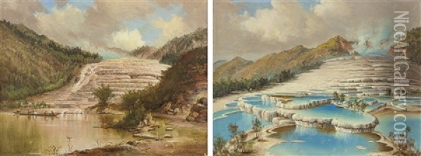 The Pink And White Terraces (diptych) Oil Painting - Charles Blomfield