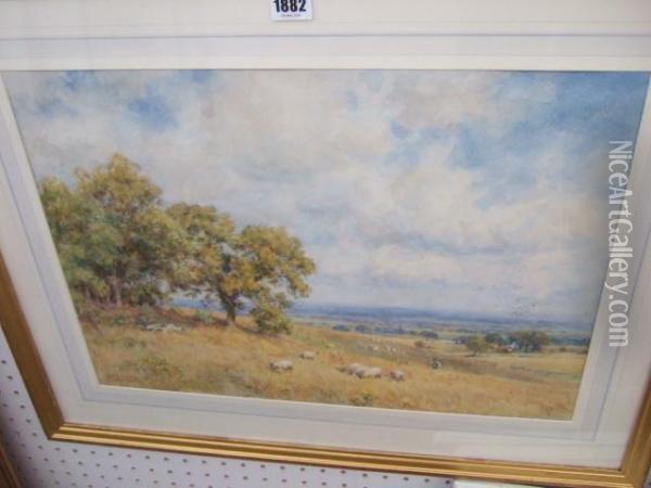 Sheep Grazing Oil Painting - Ernest Albert Waterlow