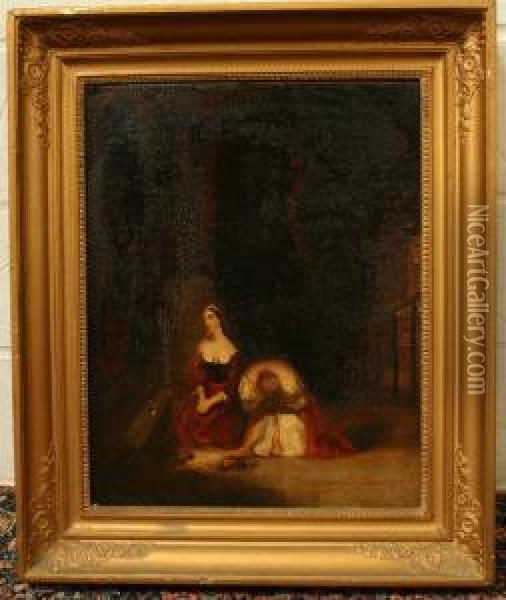 Sin And Innocence At The Shrine Oil Painting - Charles Cattermole
