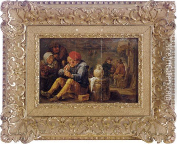 A Peasant Playing The Fiddle Oil Painting - David The Younger Teniers