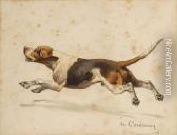 Chien Courant Oil Painting - Charles Fernand de Condamy