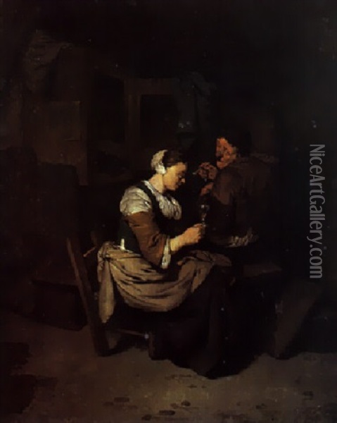 Le Galant Fumeur Oil Painting - Cornelis Pietersz Bega