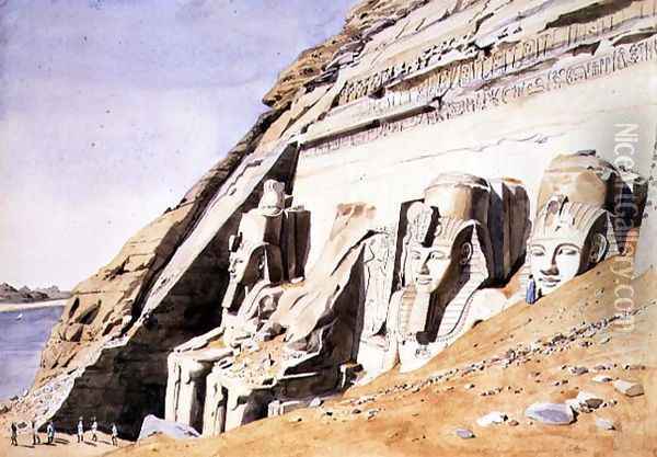No.1081 Front of the Great Temple at Abu Simbel, c.1845 Oil Painting - Canon G. F. Weston