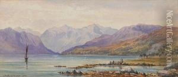 Mountain Lake Oil Painting - Gilbert Davis Munger