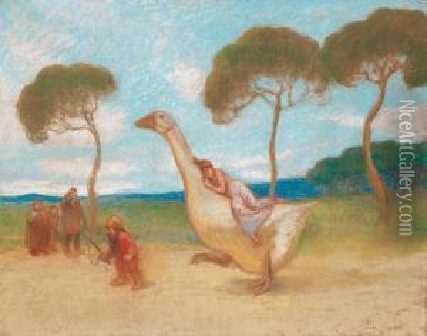 Les Contes De L'oie Oil Painting - Jean Veber
