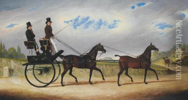 A Tandem On The Road To London Oil Painting - Benjamin Herring, Jnr.