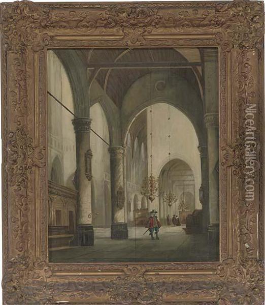 A Church Interior Oil Painting - Emanuel de Witte