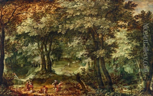 Waldlandschaft Mit Einem Uberfall Oil Painting - Gillis Van Coninxloo III
