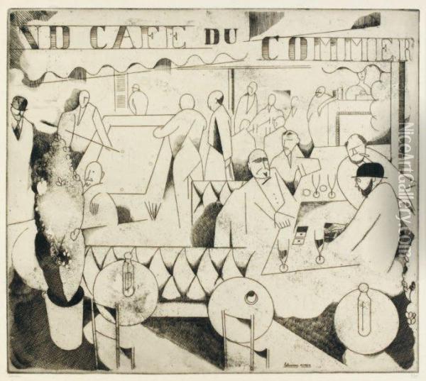 Le Cafe Du Commerce Oil Painting - Jean Emile Laboureur