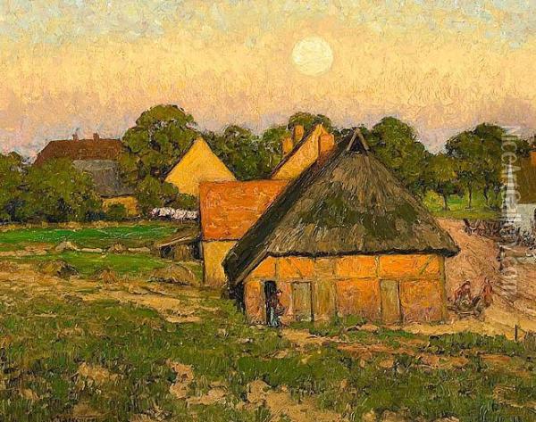 Dorf In Der Abendsonne Oil Painting - Karl Hessmert