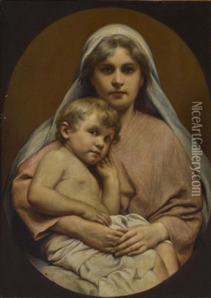 Maria Mit Dem Kind Oil Painting - Gabriel von Max
