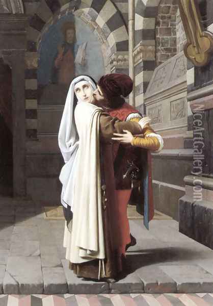 The Embrace of Fra Filippo Lippi and Lucrezia Buti Oil Painting - Gabriele Castagnola