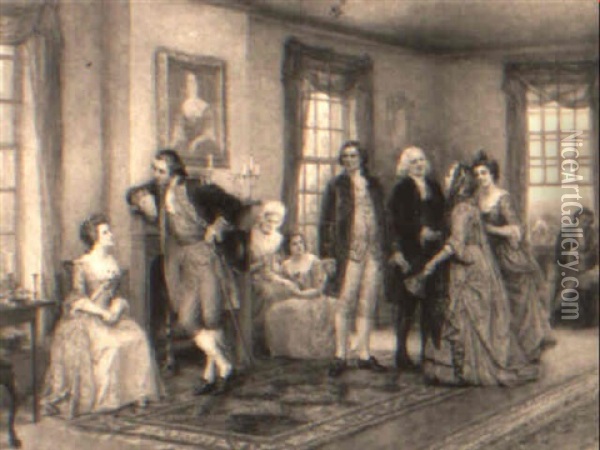 The First Meeting Of George And Martha Washington Oil Painting - Jennie Augusta Brownscombe