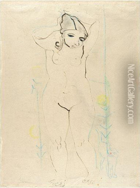 Madchenakt (young Female Nude) Oil Painting - Robert Genin