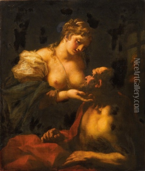 Caritas Romana Oil Painting - Giovanni Antonio Pellegrini