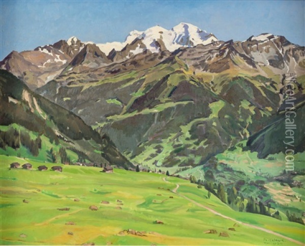 Paysage De Montagne En Ete Oil Painting - Philippe Hainard
