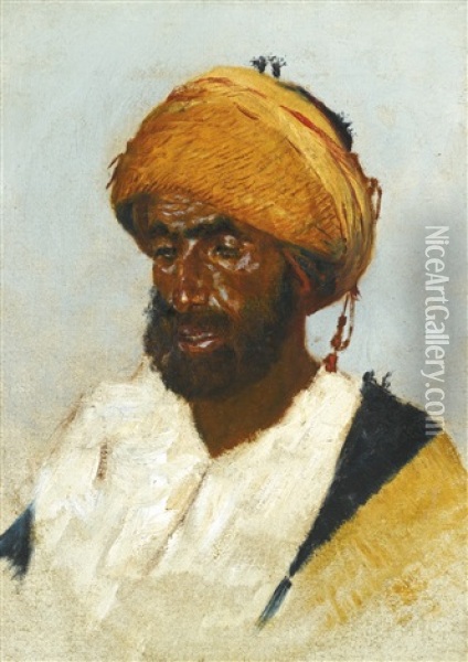 Portrait Of An Arab Oil Painting - Vasili Vasilievich Vereshchagin