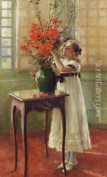 Arranging Flowers Oil Painting - Jules Alexis Muenier