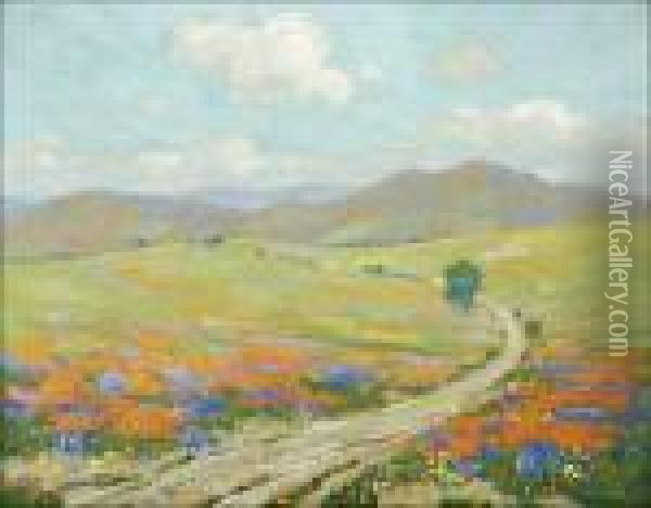 Landscape - Wildflowers S L/r: F. Kaufmann O/b 19x24 Est:$4000/6000 Oil Painting - Ferdinand Kaufmann