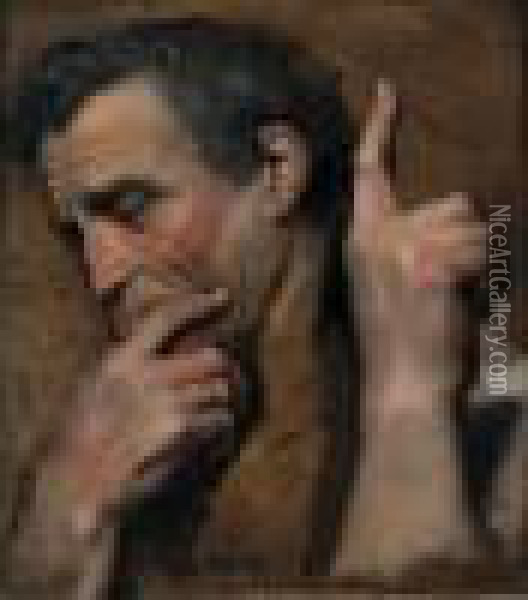 Etude Pour La Figure De Michel Ange Et Mains Pour Le Tableau L'apotheose D'homere Oil Painting - Jean Auguste Dominique Ingres