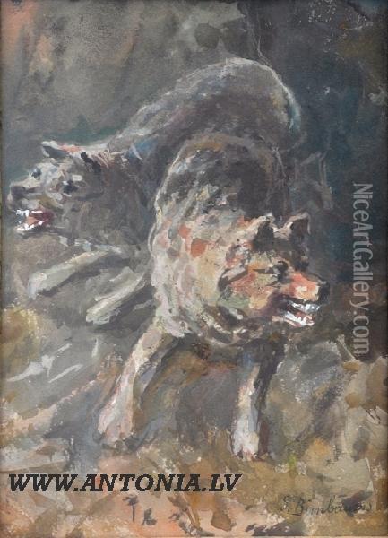 Wolfs Oil Painting - Stanislav Birnbaum