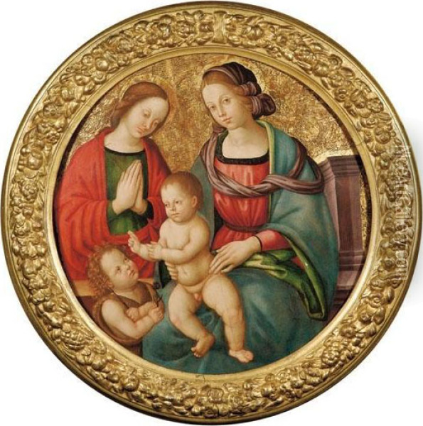 Madonna Col Bimbo, San Giovannino E Santa Oil Painting - Vincenzo Rustici