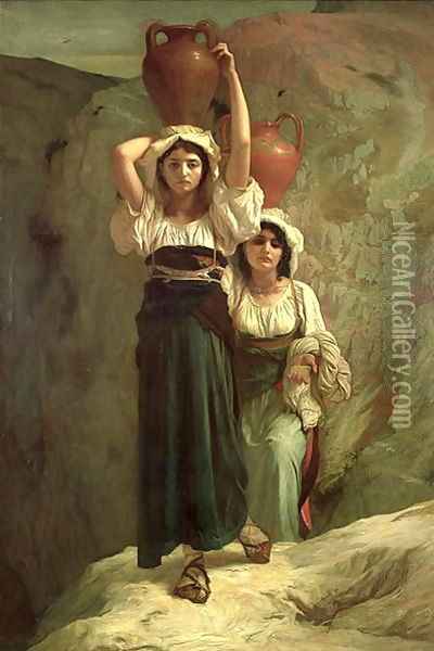 The Girls of Alvito 1855 Oil Painting - Antoine Auguste Ernest Hebert