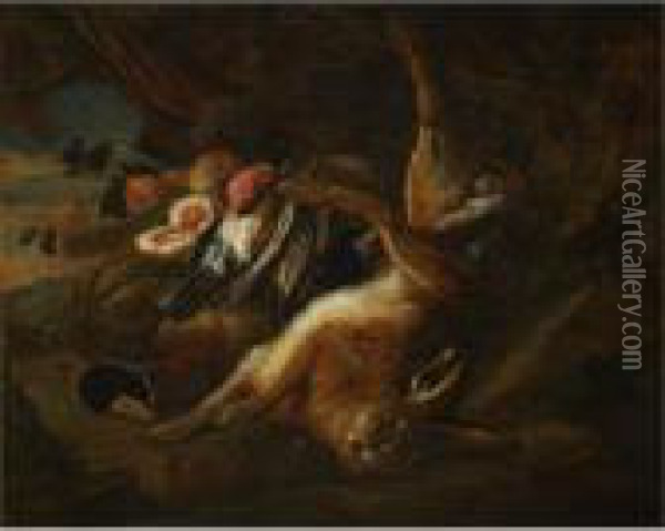 Still Life With Hare And Game Oil Painting - Adriaen de Gryef