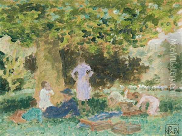 In The Gardens (from The Royal Botanic Gardens, Melbourne Series) Oil Painting - Rupert Bunny