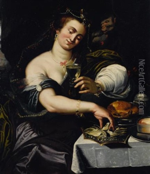 Allegory Of Taste Oil Painting - Abraham Janssens