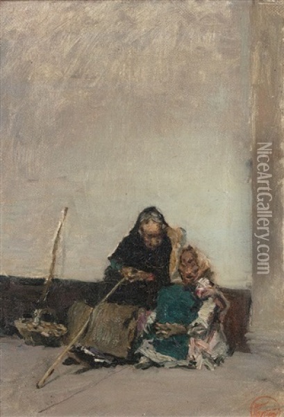 Vieilles Mendiantes Oil Painting - Mariano Jose Maria Bernardo Fortuny y Carbo