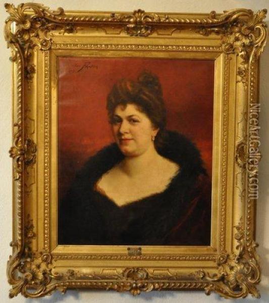 Portrait De Madame Kohler, Epouse Albanel De La Sabliere Oil Painting - Jose Frappa