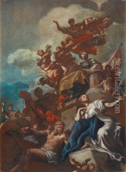 An Allegory Of The Four Parts Of The World Oil Painting - Francesco Solimena
