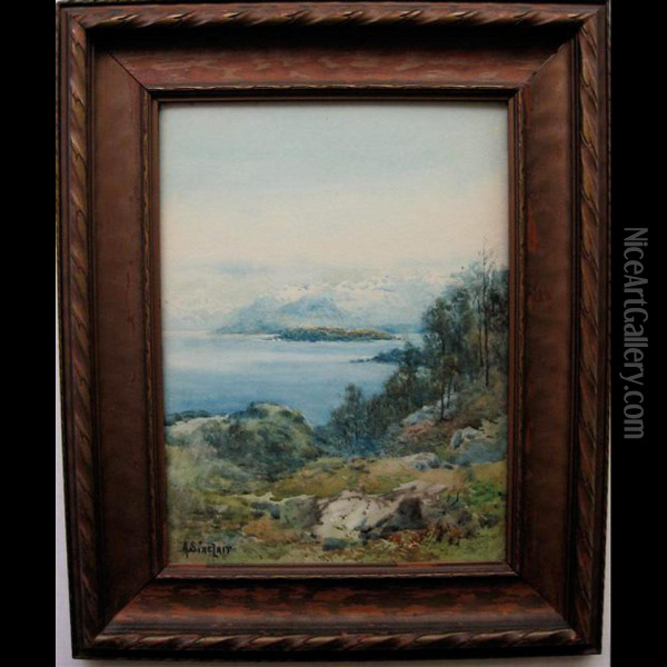 Lake And Mountains Oil Painting - Alfred Sinclair