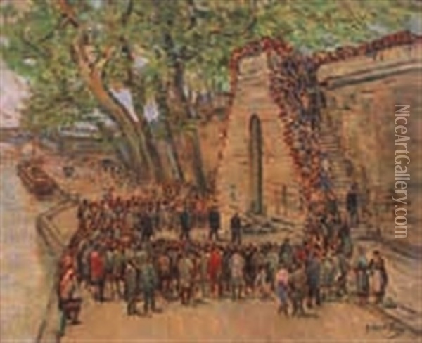 Ceremonie Sur Les Quais Oil Painting - Gustave Madelain