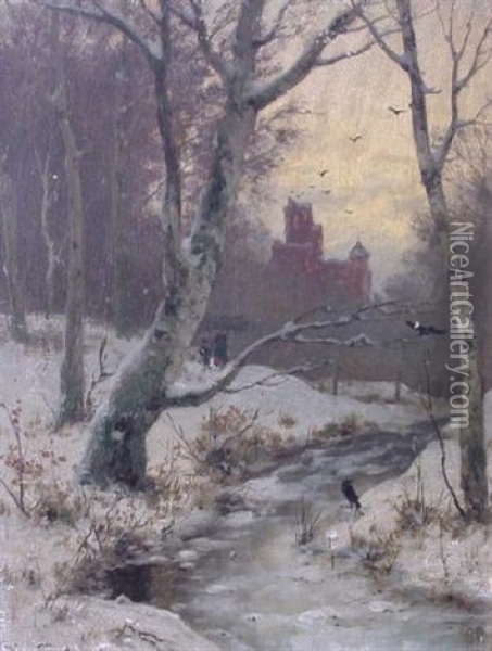 Winterliche Abendstimmung Oil Painting - Heinrich Gogarten