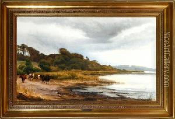 An Inlet Scenery Oil Painting - Edvard Frederik Petersen