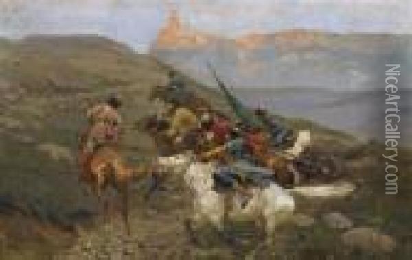 Circassian Riders Oil Painting - Franz Roubaud