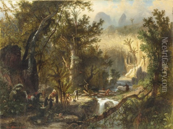 La Cueva Del Guaracho, Venezuela Oil Painting - Ferdinand Bellermann