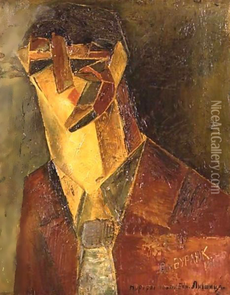 Portrait Of Benedict Livshits Oil Painting - Vladimir Burliuk