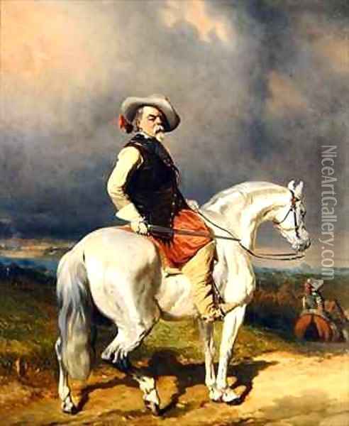 Cavalier on a White Horse Oil Painting - Abraham Cooper