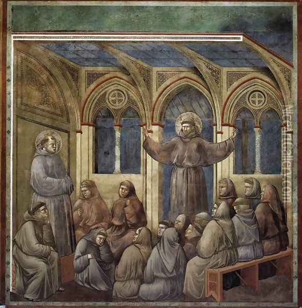Legend of St Francis- 18. Apparition at Arles 1297-1300 2 Oil Painting - Giotto Di Bondone
