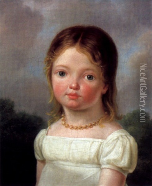 Bildnis Eines Kleinen Madchen Oil Painting - Benoit Pecheux