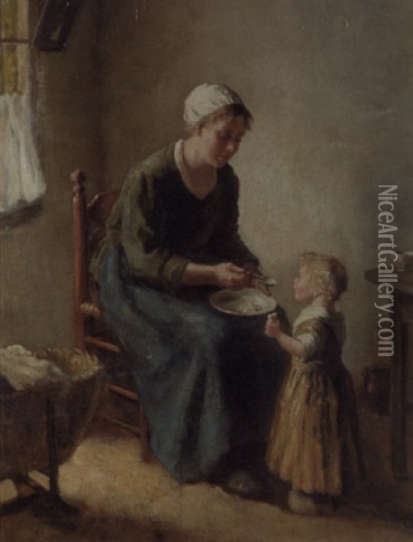 Mother And Child Oil Painting - Bernard de Hoog