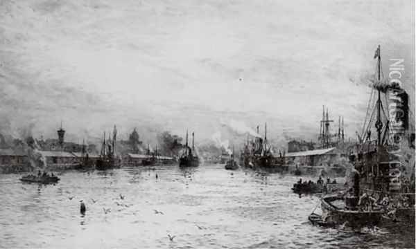 The Clyde at Govan Oil Painting - William Lionel Wyllie