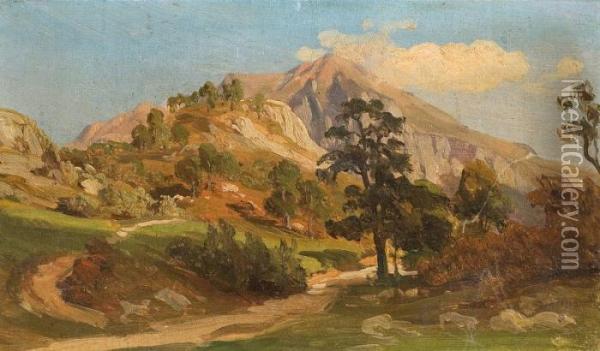 Landscape Sketch Oil Painting - Friedrich Metz