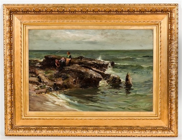 Collecting Mussels Oil Painting - William Bradley Lamond