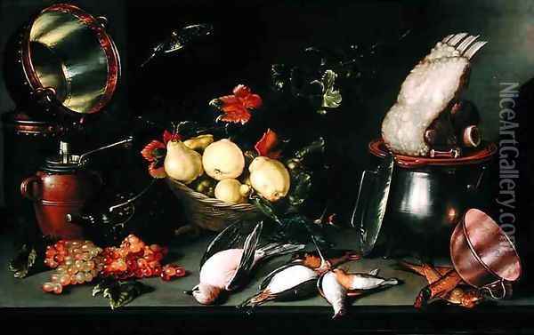 Still Life with Fruit and Cooking Utensils Oil Painting - Cornelis Jacobsz Delff