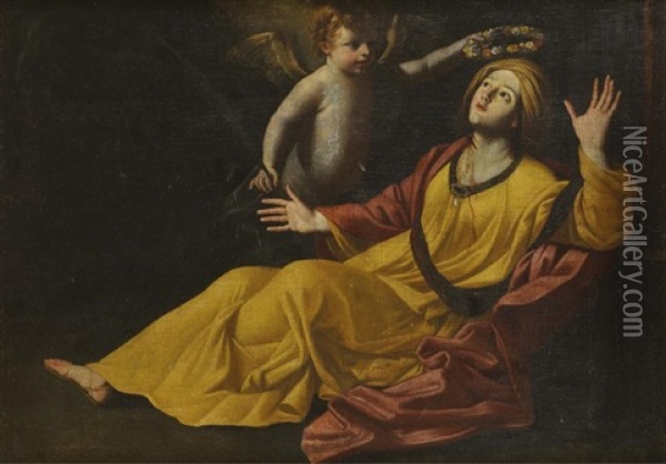 La Mort De Sainte Cecile Oil Painting - Nicolas Tournier