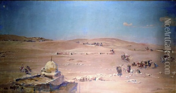 Bitwa Pod Piramidami Oil Painting - Michael Gorstkin-Wywiorski